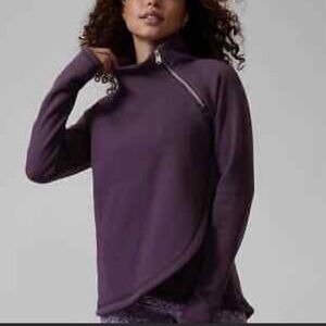 Athleta Cozy Karma Asym Pullover Sweatshirt Purple Plus Size Nwot